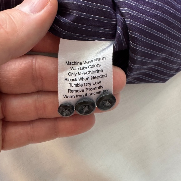 EGARA Men's Long Sleeve Striped Cotton‎ Dress Shirt Button Up Purple 16 - 34/35 - Picture 8 of 14